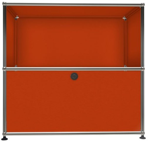 1x2 Modular Metal Sideboard with 1 bottom door [W750XD350XH(350+350)] by Usm #Pure Orange [RAL 2004]