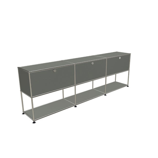 3x2 Modular Metal Sideboard with 3 top doors & 1-1-1 pannel [W(750+750+750)XD350XH(350+350)] by Usm #USM Mid-Gray