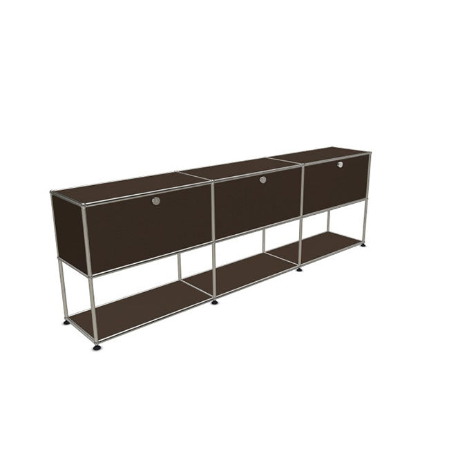 3x2 Modular Metal Sideboard with 3 top doors & 1-1-1 pannel [W(750+750+750)XD350XH(350+350)] by Usm #USM Brown