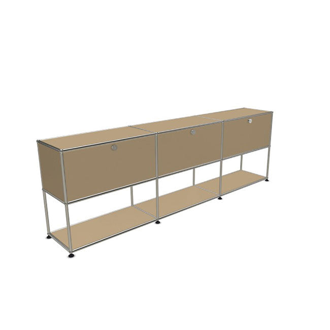 3x2 Modular Metal Sideboard with 3 top doors & 1-1-1 pannel [W(750+750+750)XD350XH(350+350)] by Usm #USM Beige