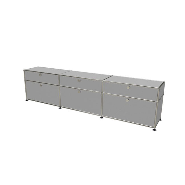 3x2 Modular Metal Sideboard with 6 doors [W(750+750+750)XD350XH(350+175)] by Usm #USM Matte Silver