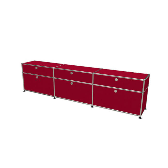 3x2 Modular Metal Sideboard with 6 doors [W(750+750+750)XD350XH(350+175)] by Usm #USM Ruby Red