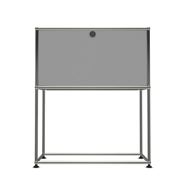 1x2 Modular Metal Sideboard with 1 top door & 0 pannel [W750XD350XH(500+395)] by Usm #USM Matte Silver