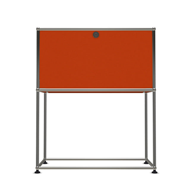 1x2 Modular Metal Sideboard with 1 top door & 0 pannel [W750XD350XH(500+395)] by Usm #Pure Orange [RAL 2004]