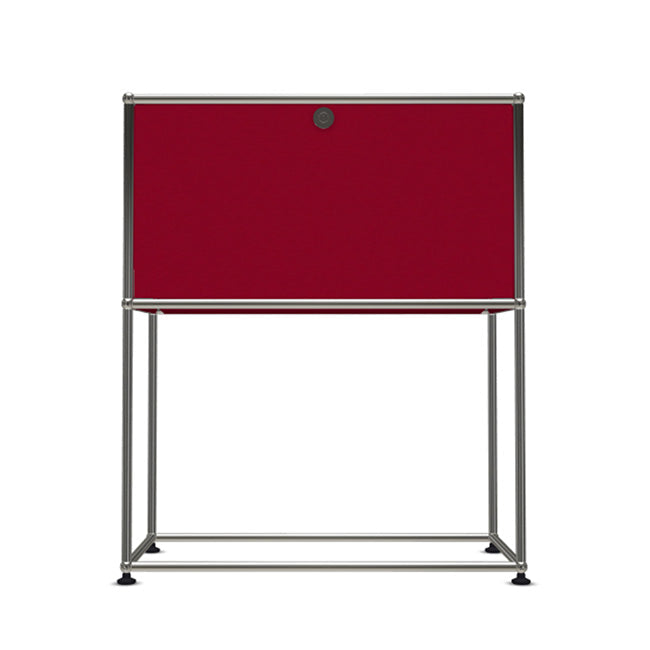 1x2 Modular Metal Sideboard with 1 top door & 0 pannel [W750XD350XH(500+395)] by Usm #USM Ruby Red