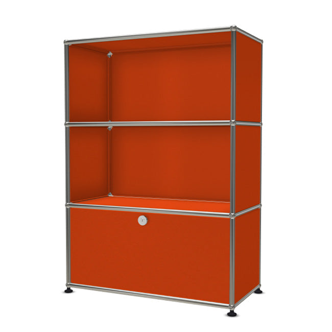 1x3 Modular Metal Highboard with 1 bottom door [W750XD350XH(350+350+350)] by Usm #Pure Orange [RAL 2004]