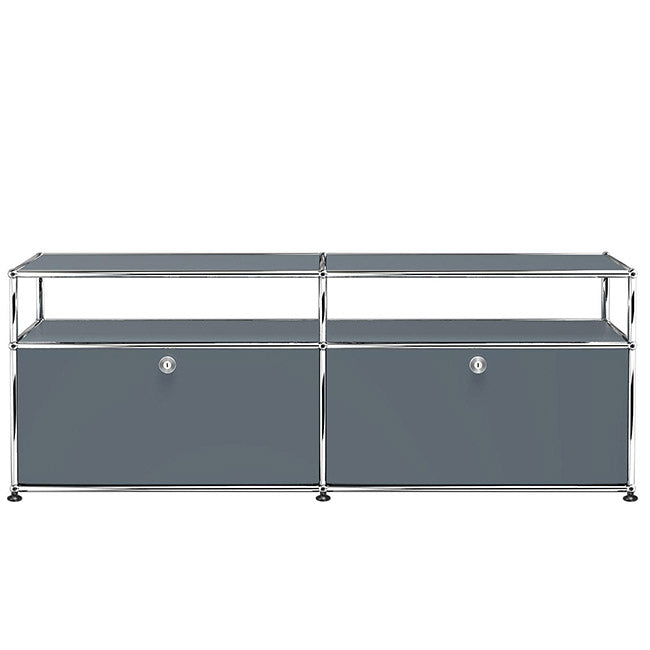 2x2 Modular Metal Sideboard with 2 bottom doors & 1-1 pannel [W(750+750)XD350XH(350+175)] by Usm #USM Mid-Gray