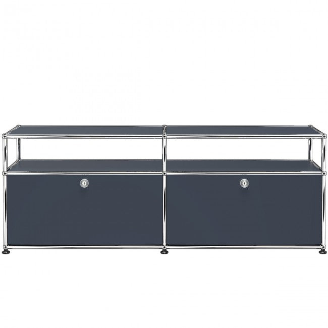 2x2 Modular Metal Sideboard with 2 bottom doors & 1-1 pannel [W(750+750)XD350XH(350+175)] by Usm #Anthracite [RAL 7016]