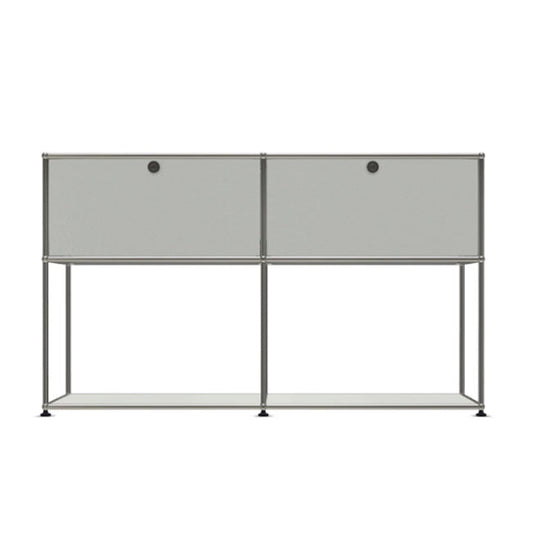 2x2 Modular Metal Sideboard with 2 top doors & 1-1 pannel [W(750+750)XD350XH(500+350)] by Usm #Light Gray [RAL 7035]