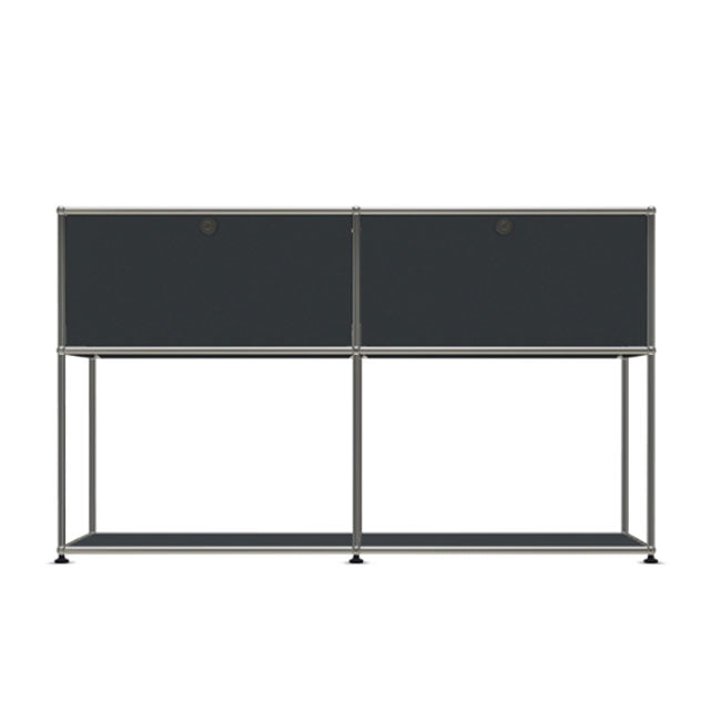 2x2 Modular Metal Sideboard with 2 top doors & 1-1 pannel [W(750+750)XD350XH(500+350)] by Usm #Anthracite [RAL 7016]