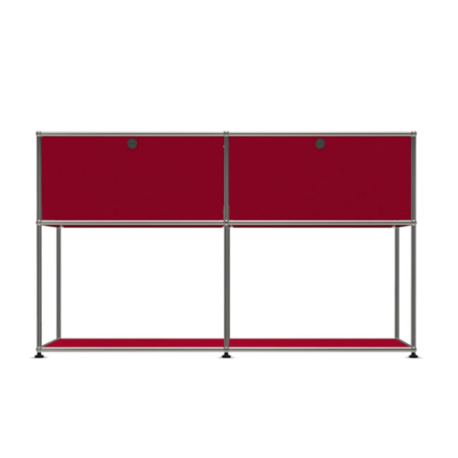 2x2 Modular Metal Sideboard with 2 top doors & 1-1 pannel [W(750+750)XD350XH(500+350)] by Usm #USM Ruby Red