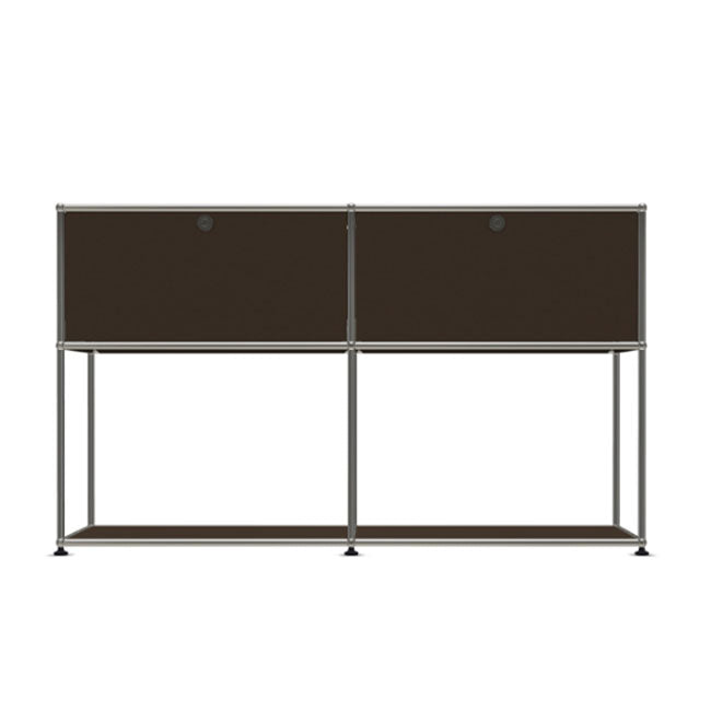 2x2 Modular Metal Sideboard with 2 top doors & 1-1 pannel [W(750+750)XD350XH(500+350)] by Usm #USM Brown