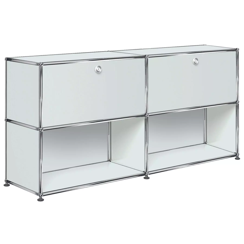 2x2 Modular Metal Sideboard with 2 top doors [W(750+750)XD350XH(350+350)] by Usm #USM Matte Silver