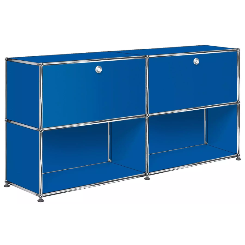 2x2 Modular Metal Sideboard with 2 top doors [W(750+750)XD350XH(350+350)] by Usm #Gentian Blue [RAL 5010]