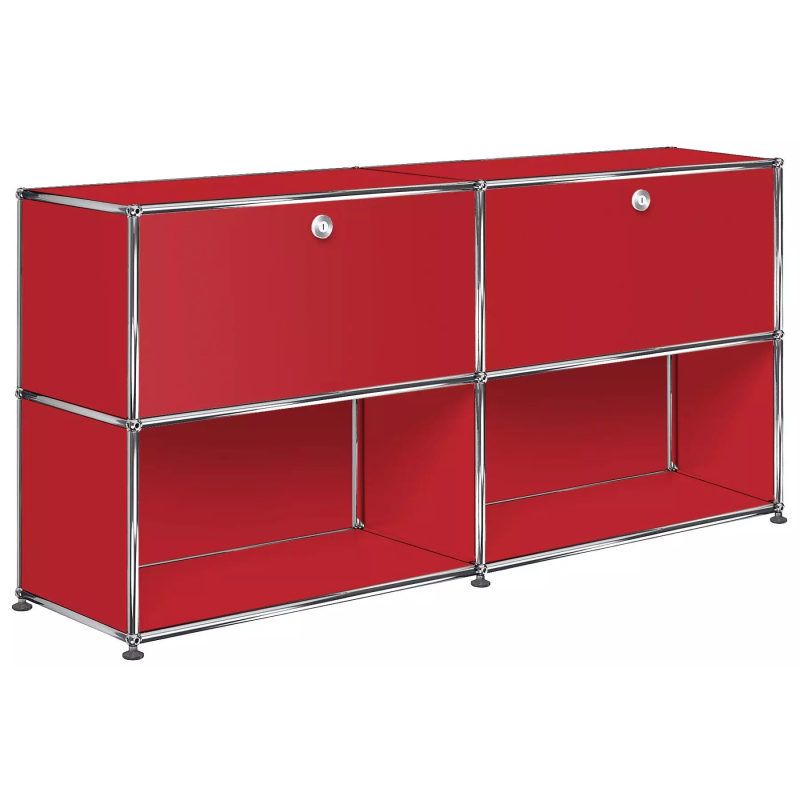 2x2 Modular Metal Sideboard with 2 top doors [W(750+750)XD350XH(350+350)] by Usm #USM Ruby Red