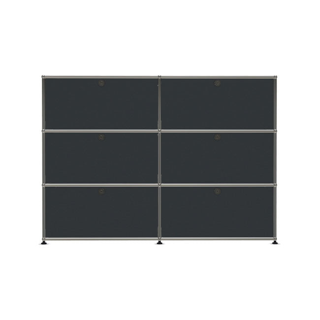 2x3 Modular Metal Sideboard with 6 doors [W(750+750)XD350XH(350+350+350)] by Usm #Anthracite [RAL 7016]