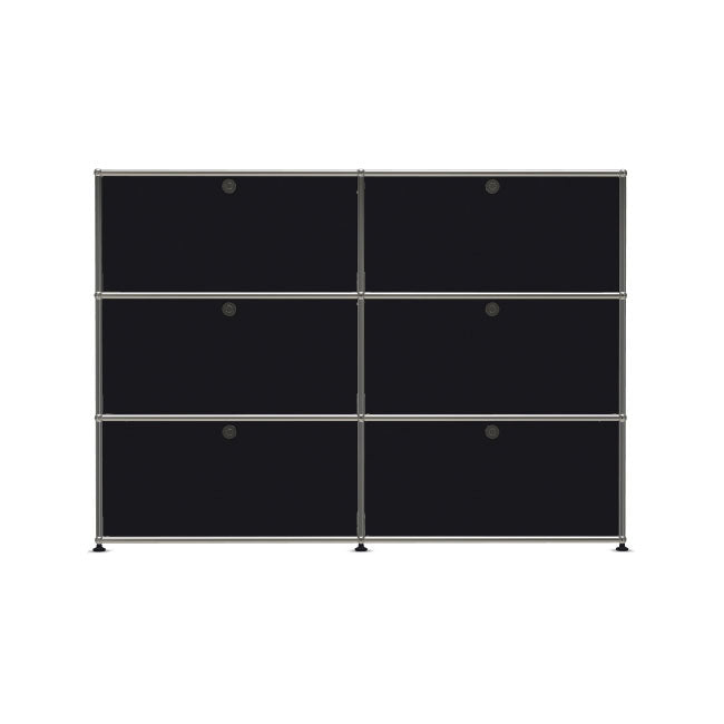 2x3 Modular Metal Sideboard with 6 doors [W(750+750)XD350XH(350+350+350)] by Usm #Graphite Black [RAL 9011]