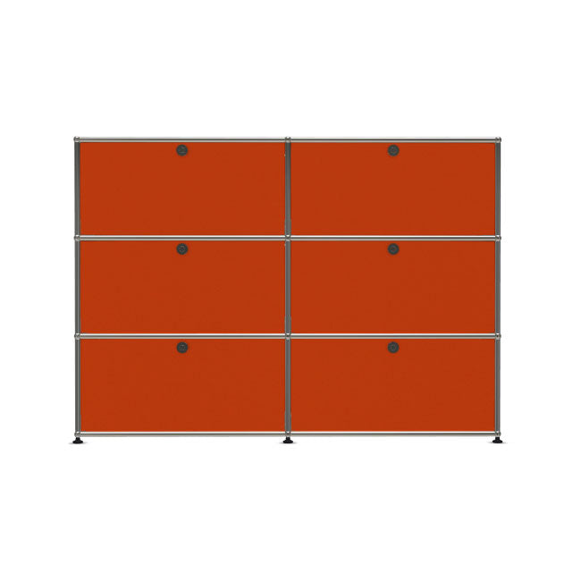 2x3 Modular Metal Sideboard with 6 doors [W(750+750)XD350XH(350+350+350)] by Usm #Pure Orange [RAL 2004]