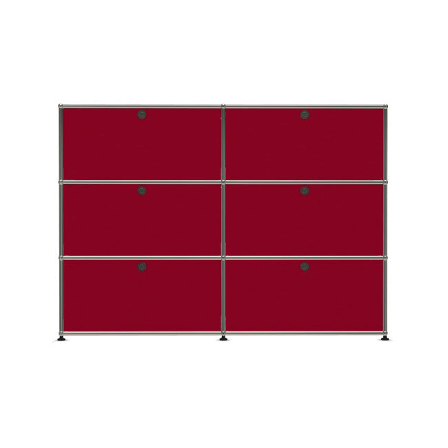 2x3 Modular Metal Sideboard with 6 doors [W(750+750)XD350XH(350+350+350)] by Usm #USM Ruby Red