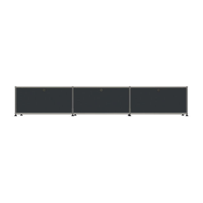 3x1 Modular Metal Sideboard with 3 doors [W(750+750+750)XD350XH350] by Usm #Anthracite [RAL 7016]