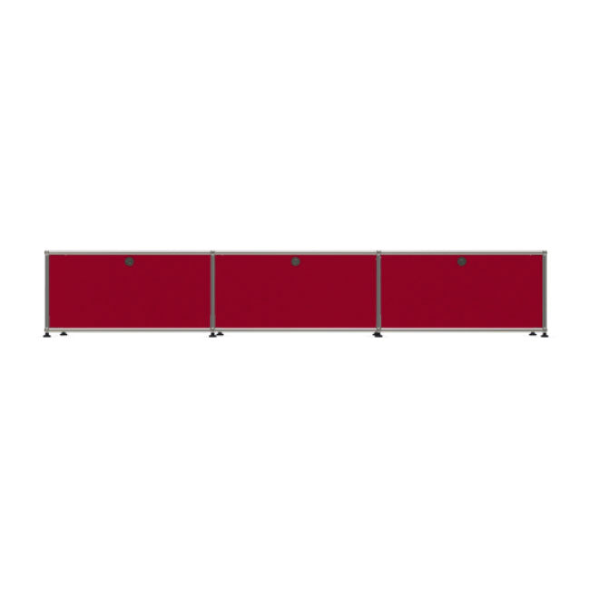 3x1 Modular Metal Sideboard with 3 doors [W(750+750+750)XD350XH350] by Usm #USM Ruby Red