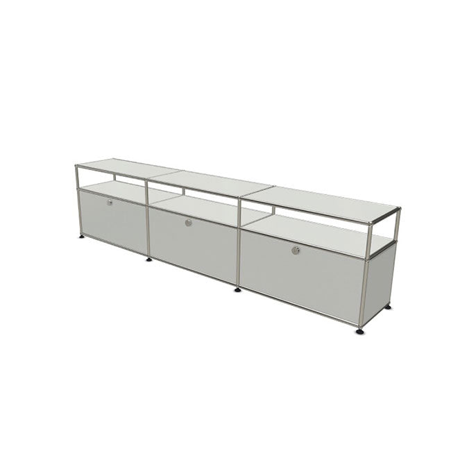 3x2 Modular Metal Sideboard with 3 bottom doors & 1-1-1 pannel [W(750+750+750)XD350XH(350+175)] by Usm #Light Gray [RAL 7035]