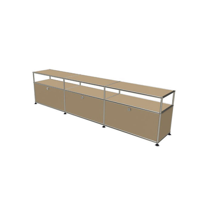 3x2 Modular Metal Sideboard with 3 bottom doors & 1-1-1 pannel [W(750+750+750)XD350XH(350+175)] by Usm #USM Beige