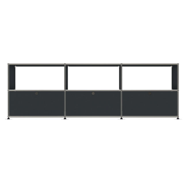 3x2 Modular Metal Sideboard with 3 bottom doors & 3-2-2 pannel [W(750+750+750)XD350XH(350+350)] by Usm #Anthracite [RAL 7016]