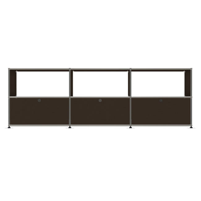 3x2 Modular Metal Sideboard with 3 bottom doors & 3-2-2 pannel [W(750+750+750)XD350XH(350+350)] by Usm #USM Brown