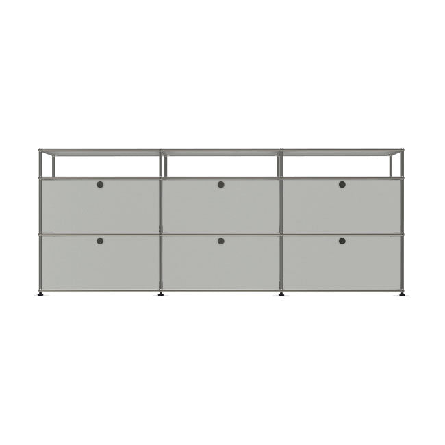 3x3 Modular Metal Sideboard with 6 bottom doors & 1-1-1 pannel [W(750+750+750)XD350XH(350+350+175)] by Usm #Light Gray [RAL 7035]