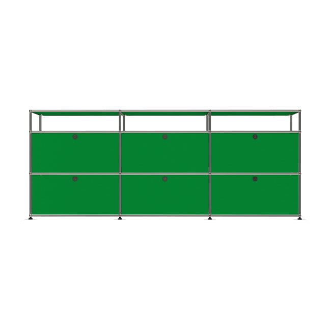 3x3 Modular Metal Sideboard with 6 bottom doors & 1-1-1 pannel [W(750+750+750)XD350XH(350+350+175)] by Usm #USM Green