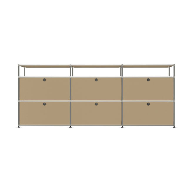 3x3 Modular Metal Sideboard with 6 bottom doors & 1-1-1 pannel [W(750+750+750)XD350XH(350+350+175)] by Usm #USM Beige