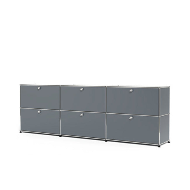 3x2 Modular Metal Sideboard with 6 doors [W(750+750+750)XD350XH(350+350)] by Usm #USM Mid-Gray