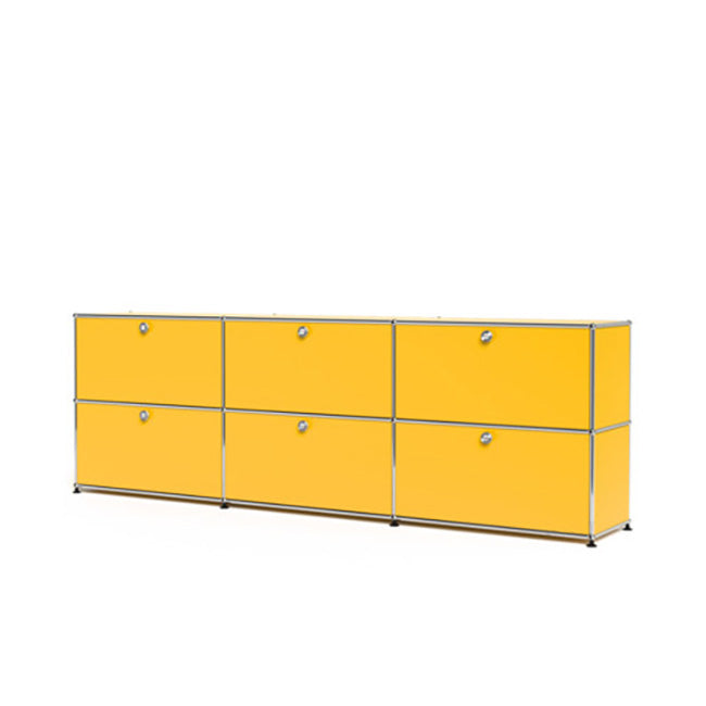 3x2 Modular Metal Sideboard with 6 doors [W(750+750+750)XD350XH(350+350)] by Usm #Golden Yellow [RAL 1004]