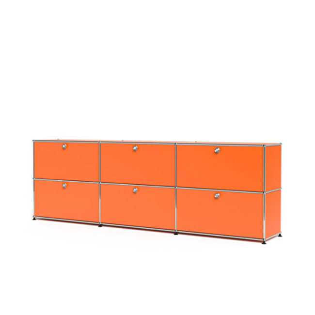 3x2 Modular Metal Sideboard with 6 doors [W(750+750+750)XD350XH(350+350)] by Usm #Pure Orange [RAL 2004]