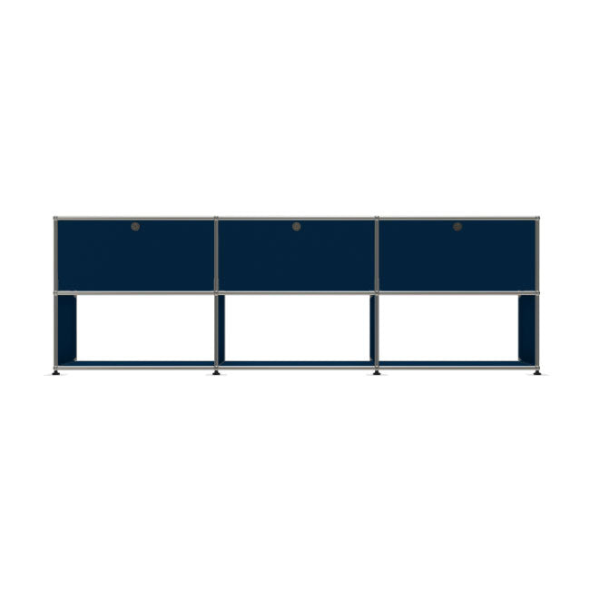 3x2 Modular Metal Sideboard with 3 top doors & 3-2-2 Pannels [W(750+750+750)XD350XH(350+350)] by Usm #Steel Blue [RAL 5011]