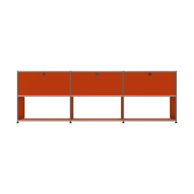 3x2 Modular Metal Sideboard with 3 top doors & 3-2-2 Pannels [W(750+750+750)XD350XH(350+350)] by Usm #Pure Orange [RAL 2004]