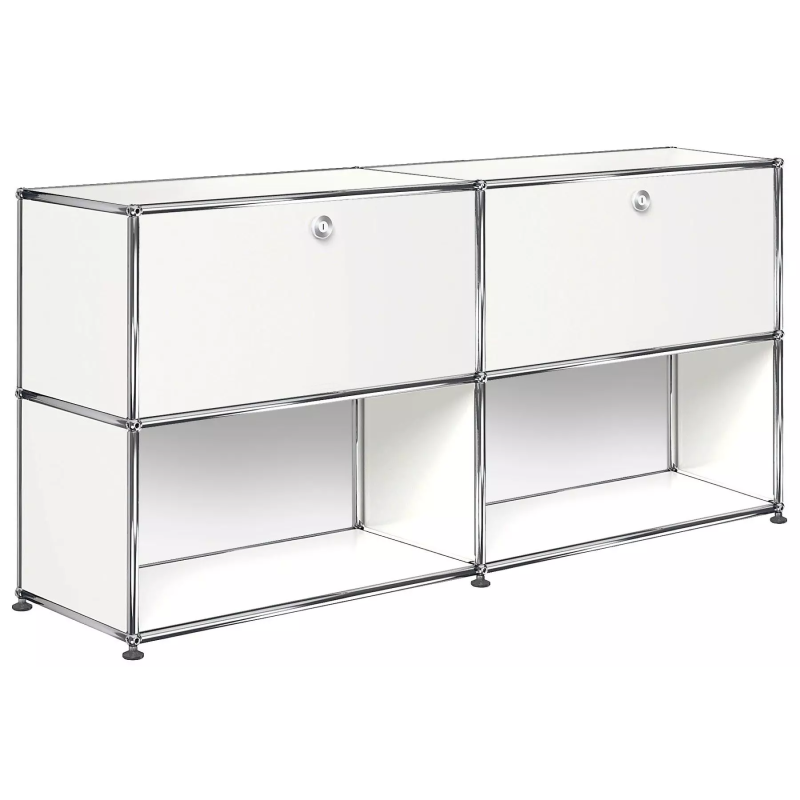 2x2 Modular Metal Sideboard with 2 top doors [W(750+750)XD350XH(350+350)] by Usm #Pure White [RAL 9010]