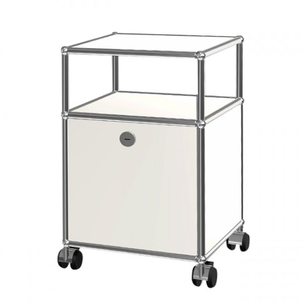 1x2 Modular Metal Sideboard with 1 bottom door & 1 pannel & wheels [W350XD350XH(350+175)] by Usm #Pure White [RAL 9010]