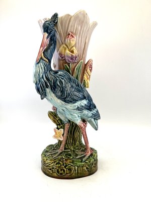 Majolica Heron Stick Stand, 1890s-EUT-1793866