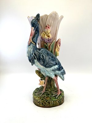 Majolica Heron Stick Stand, 1890s-EUT-1793866