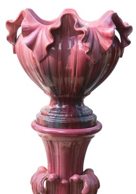 Majolica Planter Plant Stand by Delphin Massier & Fils for Vallauris-MJY-1148783