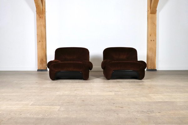 ‘Malù Lounge Chairs in Brown Corduroy Upholstery by Diego Mattu for 1p, 1970s, Set of 2-ZZP-1727019