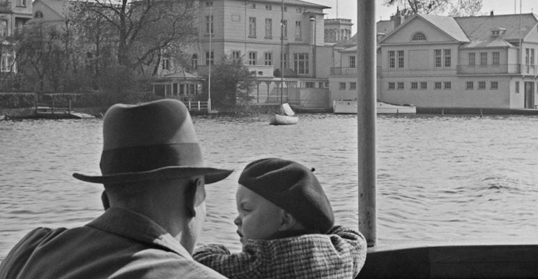 Man, Child Passing Ferry House Hamburg Uhlenhorst, Germany 1938, Printed 2021-DYV-992041