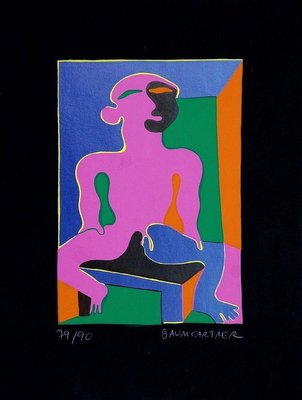 Man in Pink - Original Screen Print by Fritz Baumgartner - 1970 ca. 1970 ca.-ZCI-762196