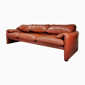 Maralunga 3-Seater Sofa in Leather Vico Magistretti for Cassina, 1973-PRS-1821930