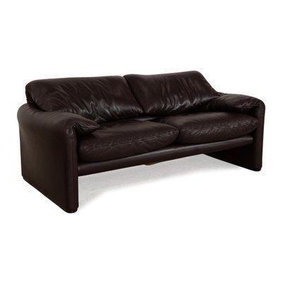 Maralunga Leather Sofa Set in Dark Brown from Cassina, Set of 3-RQW-2036326