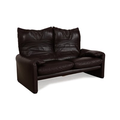 Maralunga Leather Sofa Set in Dark Brown from Cassina, Set of 3-RQW-2036326