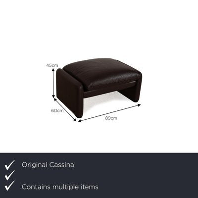 Maralunga Leather Sofa Set in Dark Brown from Cassina, Set of 3-RQW-2036326