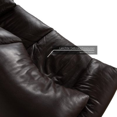 Maralunga Leather Sofa Set in Dark Brown from Cassina, Set of 3-RQW-2036326